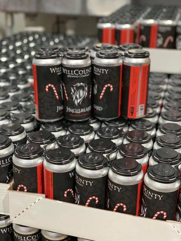 Cases of Jinglebeard Peppermint Stout from Will County Brewing