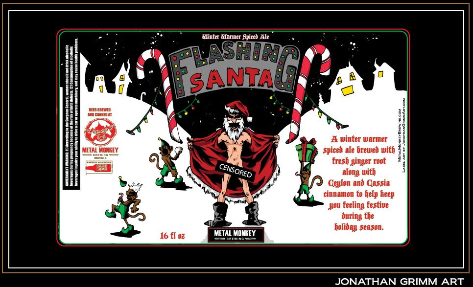 Label for Metal Monkey's Flashing Santa
