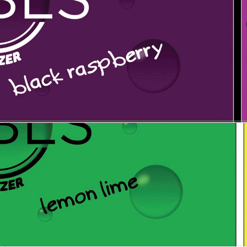 A portion of two labels ... only black raspberry and lemon lime is visible