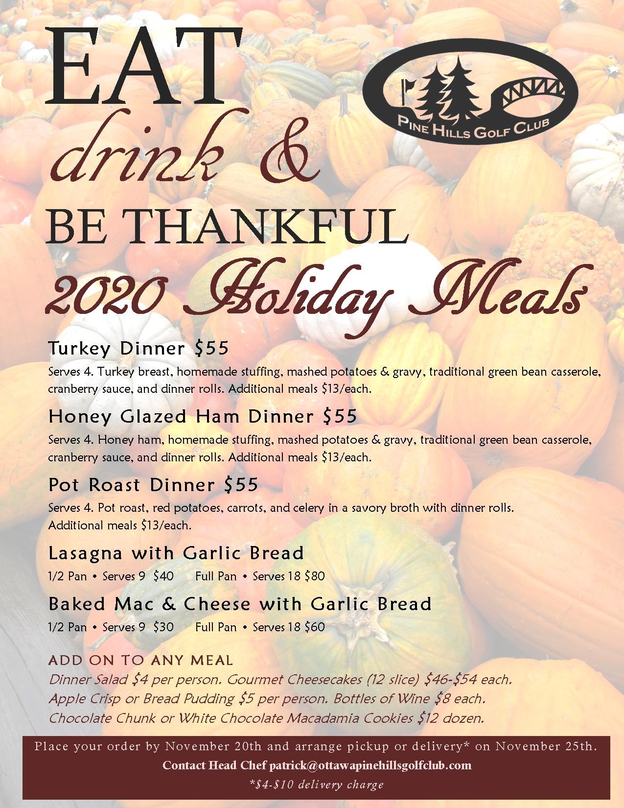 Eat, Drink & Be Thankful Holiday Meals